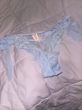 NWT Victoria’s Secret Blue Lace Bow Coquette Panty
